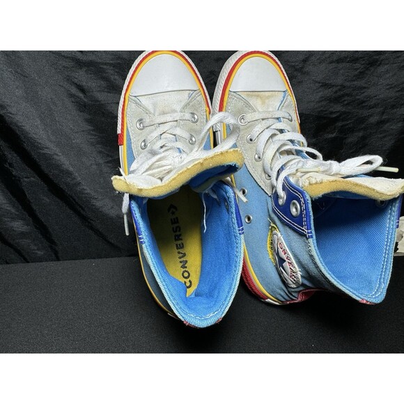 Converse Chuck Taylor All Star High Double Logo Blue Men 5 Women 7 Shoes - Picture 9 of 10